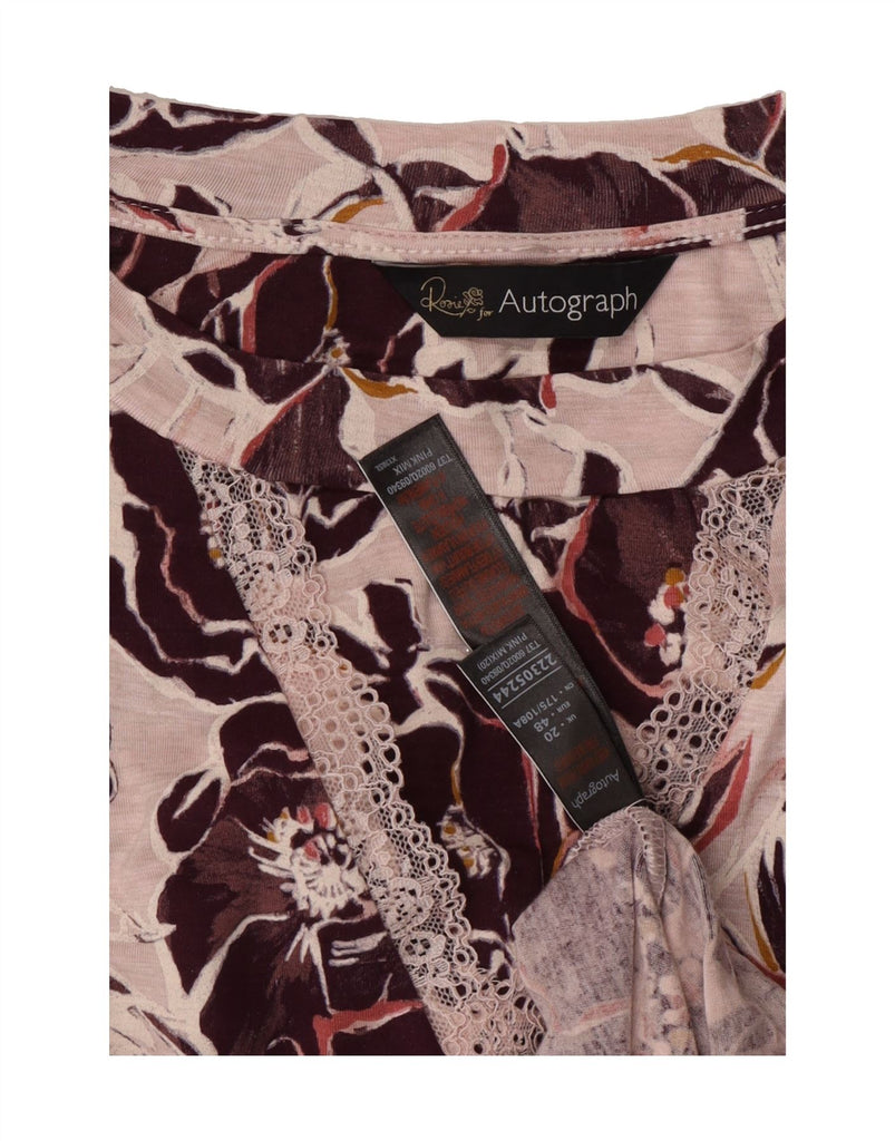 MARKS & SPENCER Womens Autograph Blouse Top UK 20 2XL Pink Floral Vintage Marks & Spencer and Second-Hand Marks & Spencer from Messina Hembry 