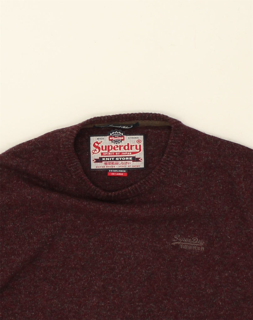 SUPERDRY Mens Slim Fit Crew Neck Jumper Sweater 2XL Burgundy Wool | Vintage Superdry | Thrift | Second-Hand Superdry | Used Clothing | Messina Hembry 