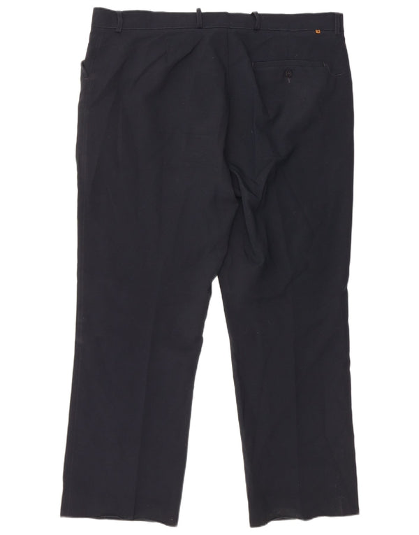 Farah Mens Straight Casual Trousers  W40 L29 Navy Blue Polyester