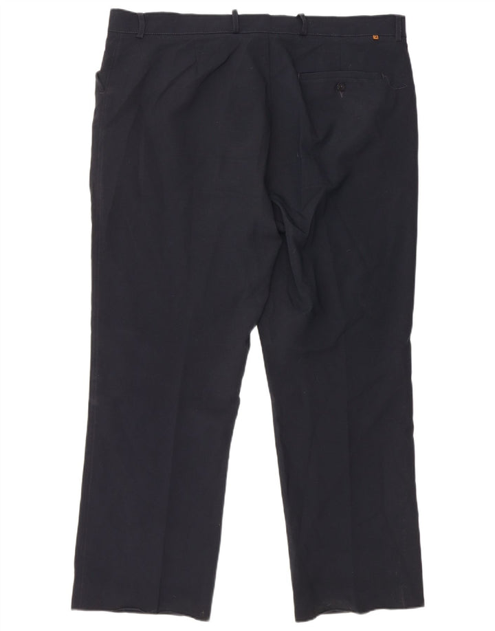 Farah Mens Straight Casual Trousers  W40 L29 Navy Blue Polyester