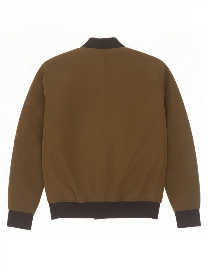 Zara Mens Bomber Jacket UK 38 Medium Khaki Colourblock Polyester