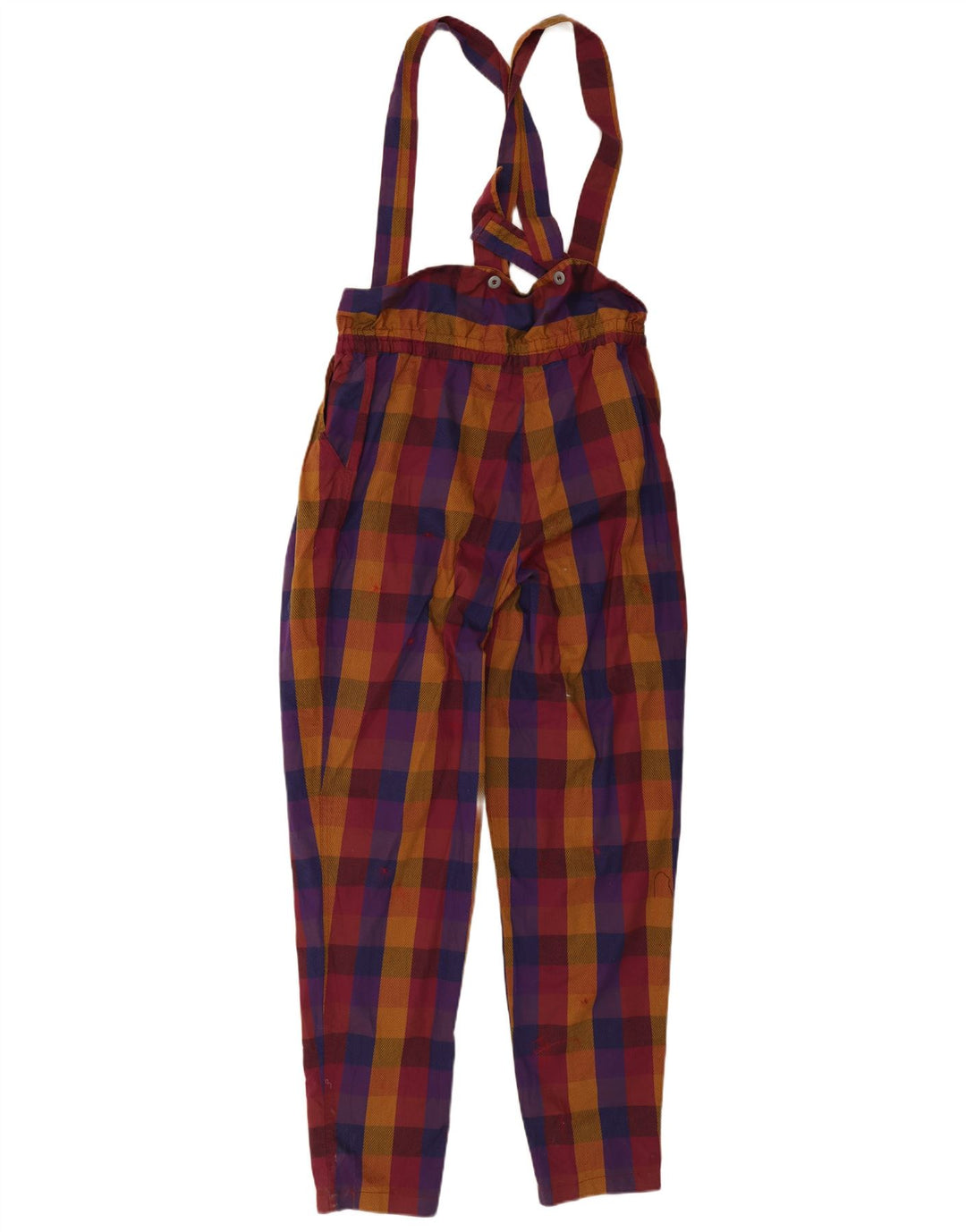 VINTAGE Womens Dungarees Trousers EU 38 Medium W32 L33 Multicoloured Check
