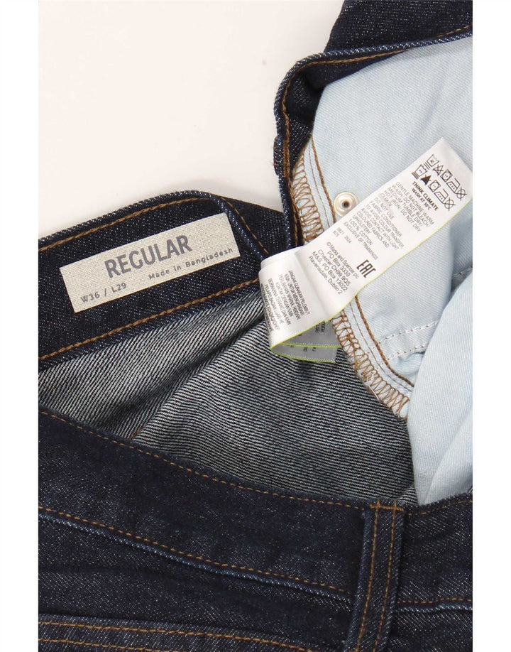 Marks & Spencer Mens Regular Straight Jeans W36 L29 Navy Blue Cotton