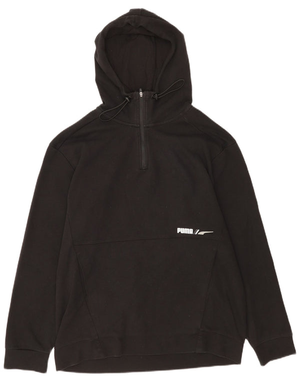 Puma Mens Zip Neck Hoodie Jumper Large Black Cotton