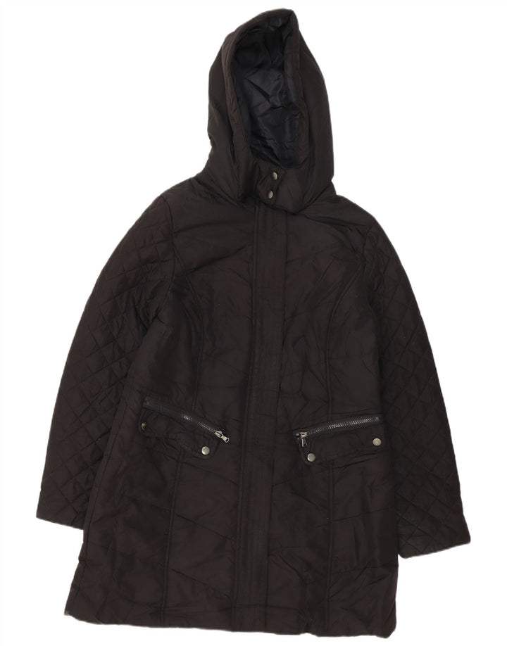 M&Co Womens Hooded Windbreaker Coat UK 14 Medium Black Polyester