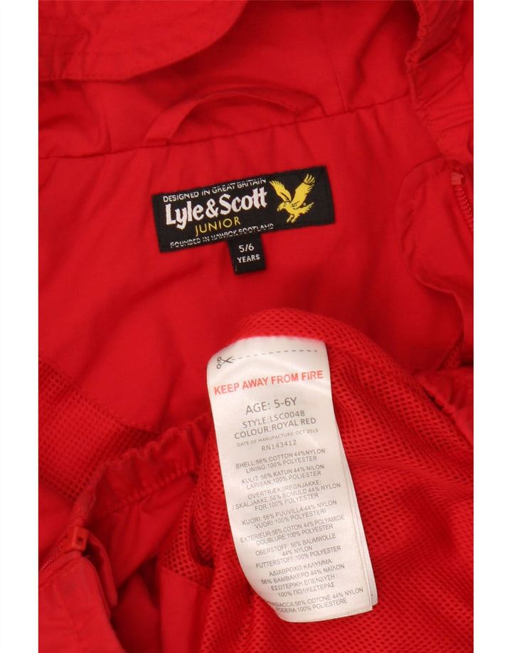 Lyle & Scott Boys Hooded Windbreaker Jacket 5-6 Years Red Cotton