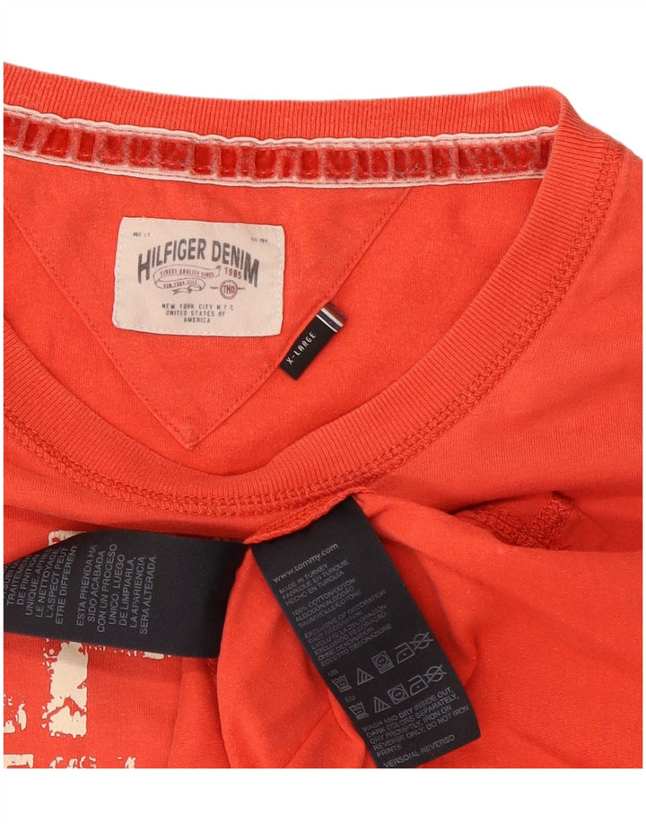 Tommy Hilfiger Mens Graphic Top Long Sleeve XL Red Cotton