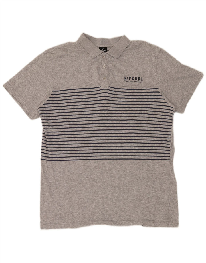 Rip Curl Mens Relaxed Fit Polo Shirt Large Grey Striped