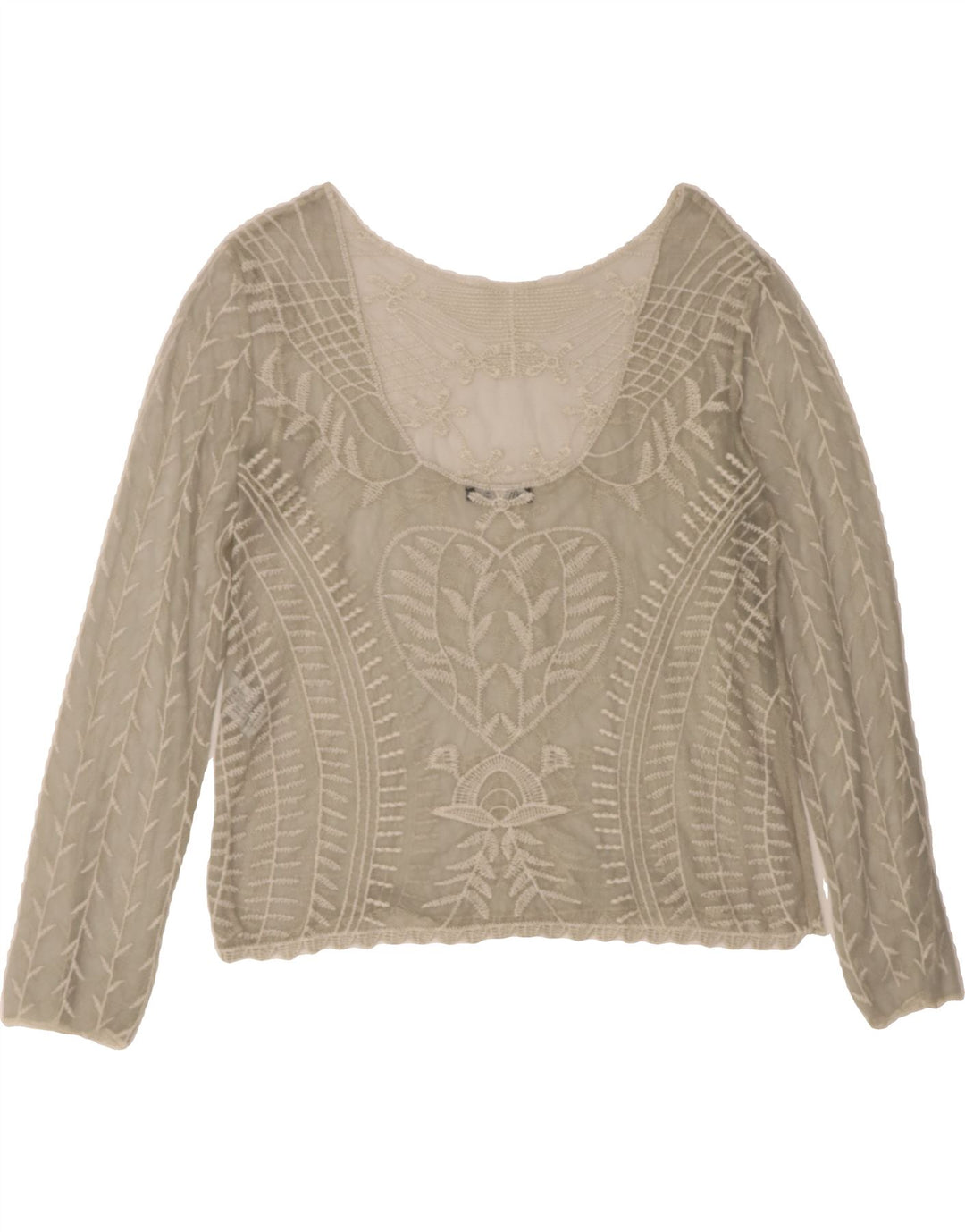 ZARA Womens Long Sleeve Blouse Top UK 14 Large Grey Floral Vintage Zara and Second-Hand Zara from Messina Hembry 
