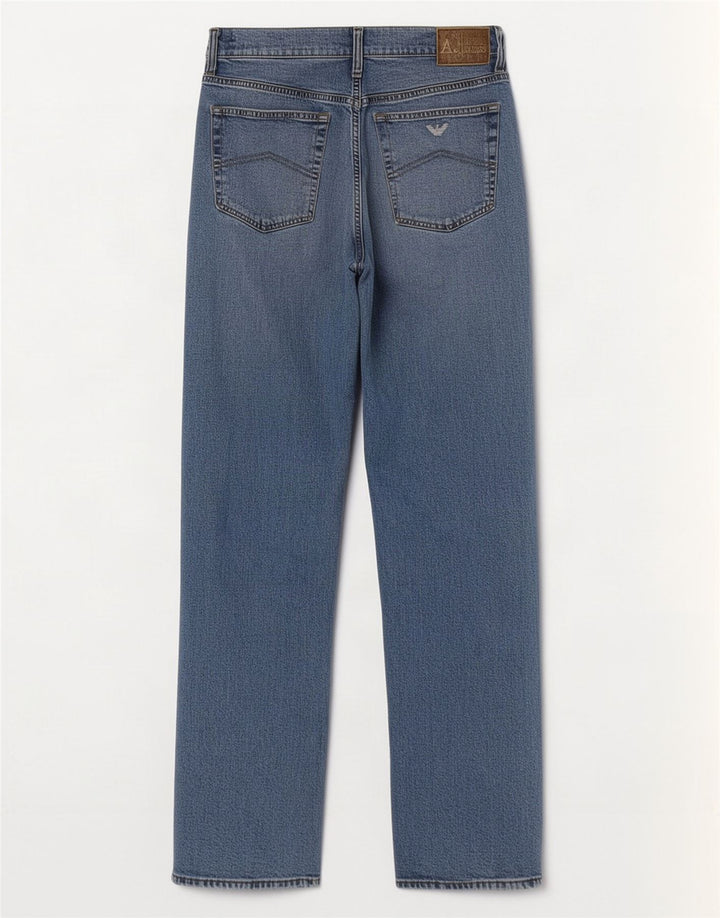 Armani Mens Straight Jeans W32 L32 Blue Cotton