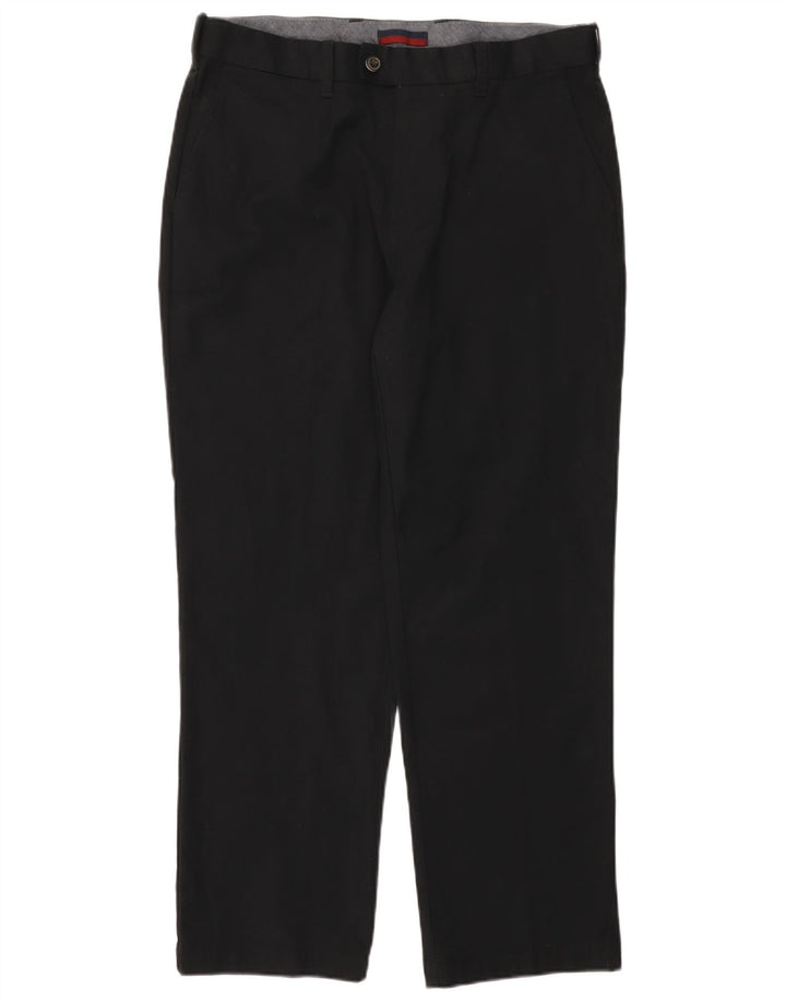Marks & Spencer Mens Straight Suit Trousers W36 L29 Black Cotton