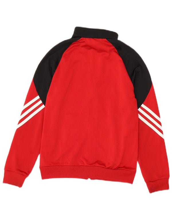 Adidas Boys Tracksuit Top Jacket 9-10 Years Medium Red Colourblock Sports