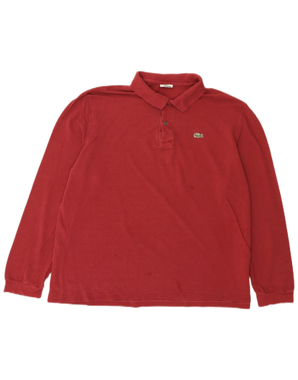 Lacoste Mens Long Sleeve Polo Shirt Size 8 3XL Red Cotton