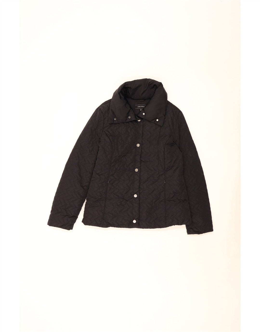 Zara Womens Quilted Jacket UK 16 Large Black Polyester