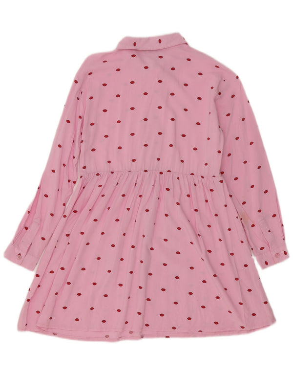 Benetton Womens Abstract Pattern Long Sleeve A-Line Dress UK 10 Small Pink