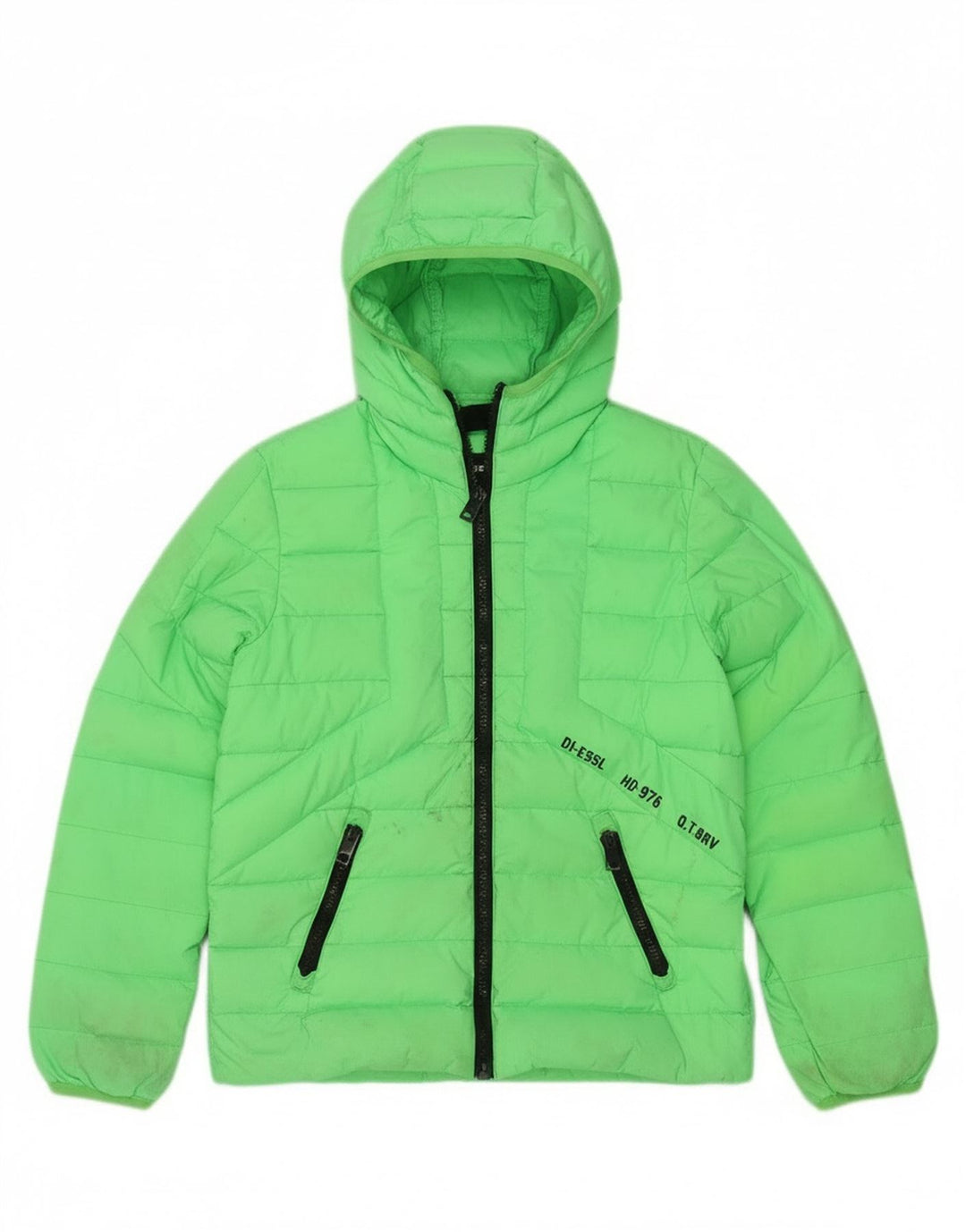 Diesel Boys Hooded Padded Jacket 10-11 Years Green Nylon