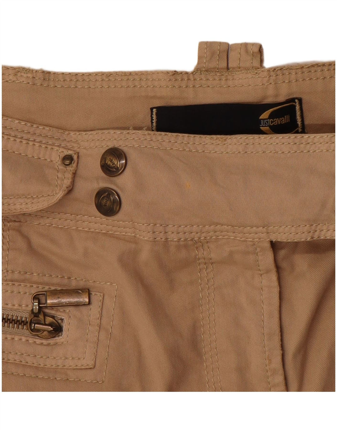 JUST CAVALLI Womens Cargo Capri Trousers IT 44 Medium W30  Beige Cotton