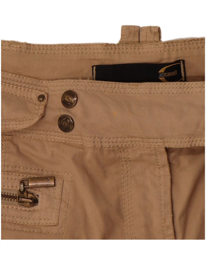 JUST CAVALLI Womens Cargo Capri Trousers IT 44 Medium W30  Beige Cotton