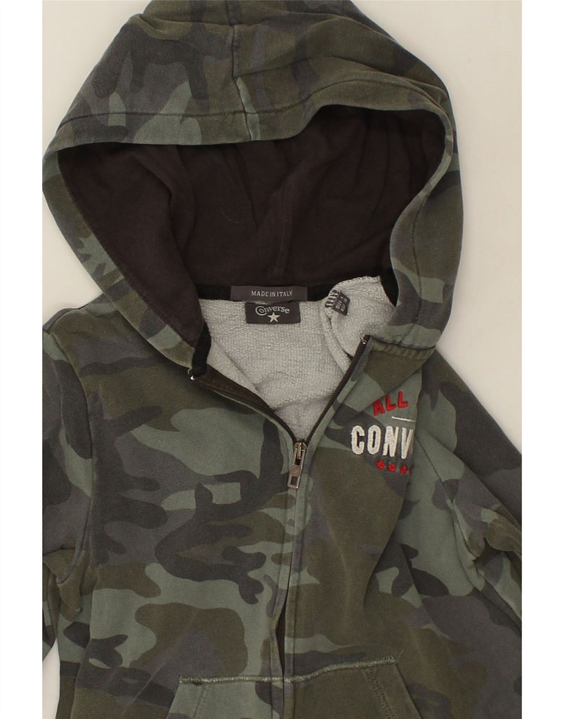 CONVERSE Boys Graphic Zip Hoodie Sweater 9-10 Years Grey Camouflage Cotton | Vintage Converse | Thrift | Second-Hand Converse | Used Clothing | Messina Hembry 