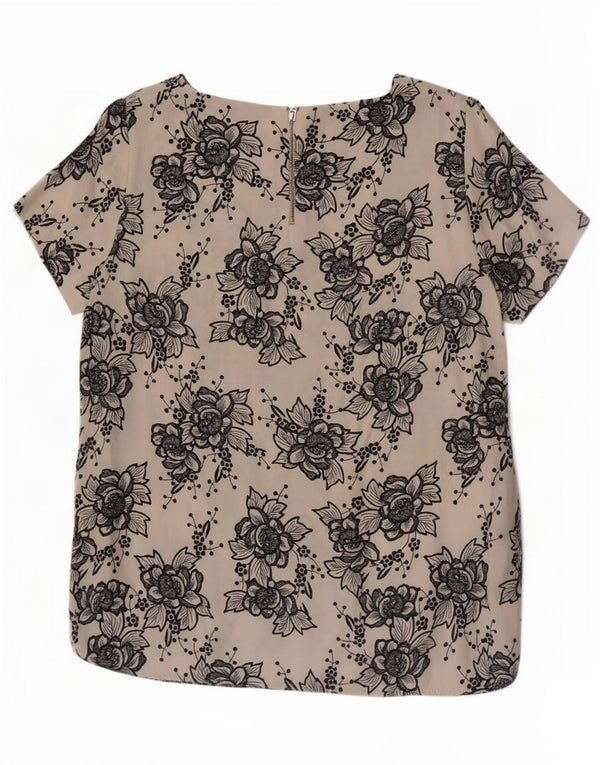 Marks & Spencer Womens Blouse Top UK 14 Large Off White Floral Viscose