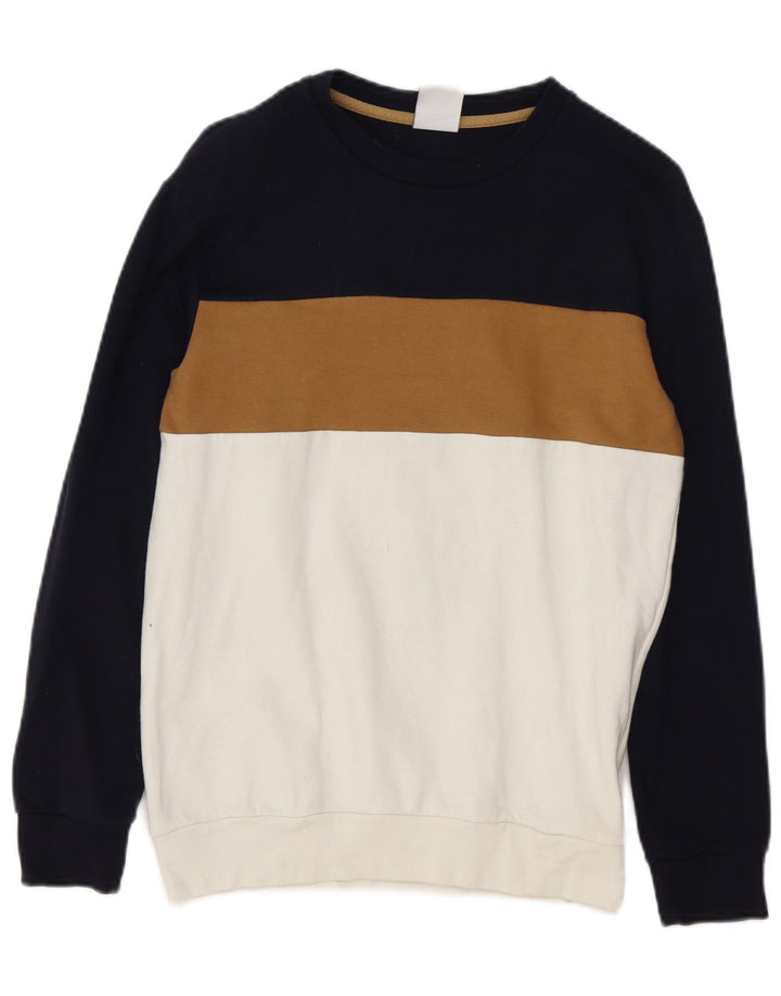Zara Mens Sweatshirt Jumper Small White Colourblock Cotton