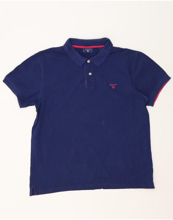 Gant Mens Polo Shirt Large Navy Blue Cotton