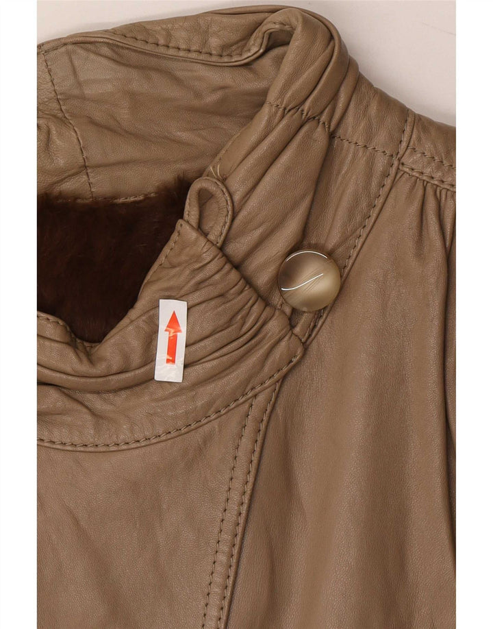 Vintage Womens Shearling Jacket UK 14 Medium Khaki