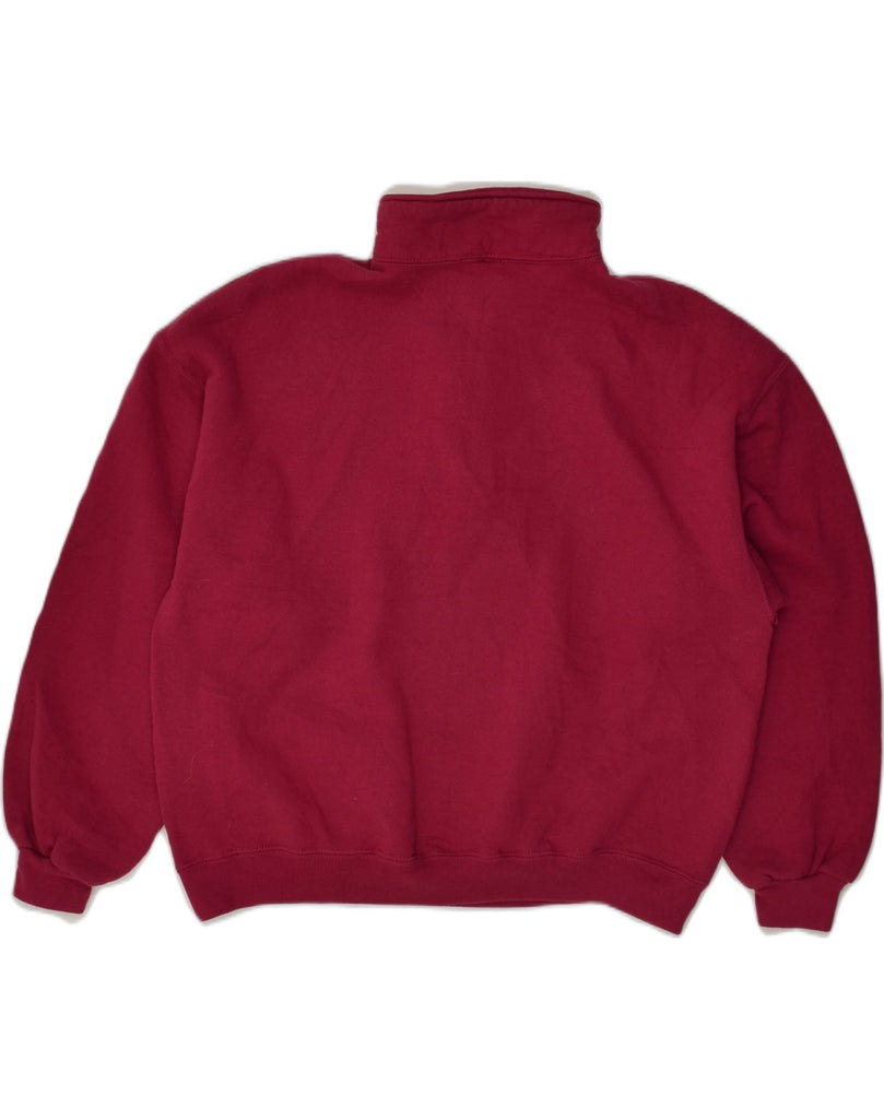 RUSSELL ATHLETIC Womens Zip Neck Sweatshirt Jumper UK 14 Medium Maroon | Vintage Russell Athletic | Thrift | Second-Hand Russell Athletic | Used Clothing | Messina Hembry 