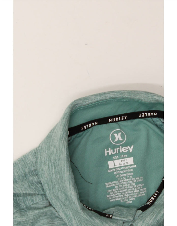 HURLEY Mens Polo Shirt Large Green Flecked Polyester Vintage Hurley and Second-Hand Hurley from Messina Hembry 