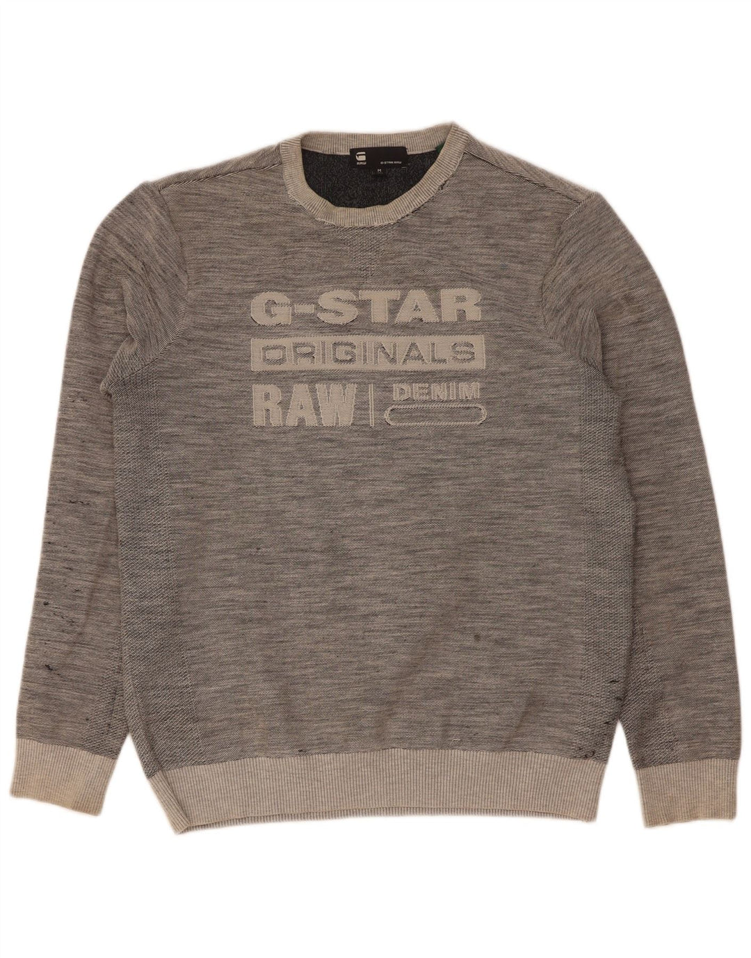 G-Star Mens Graphic Sweatshirt Jumper Medium Grey Flecked Cotton
