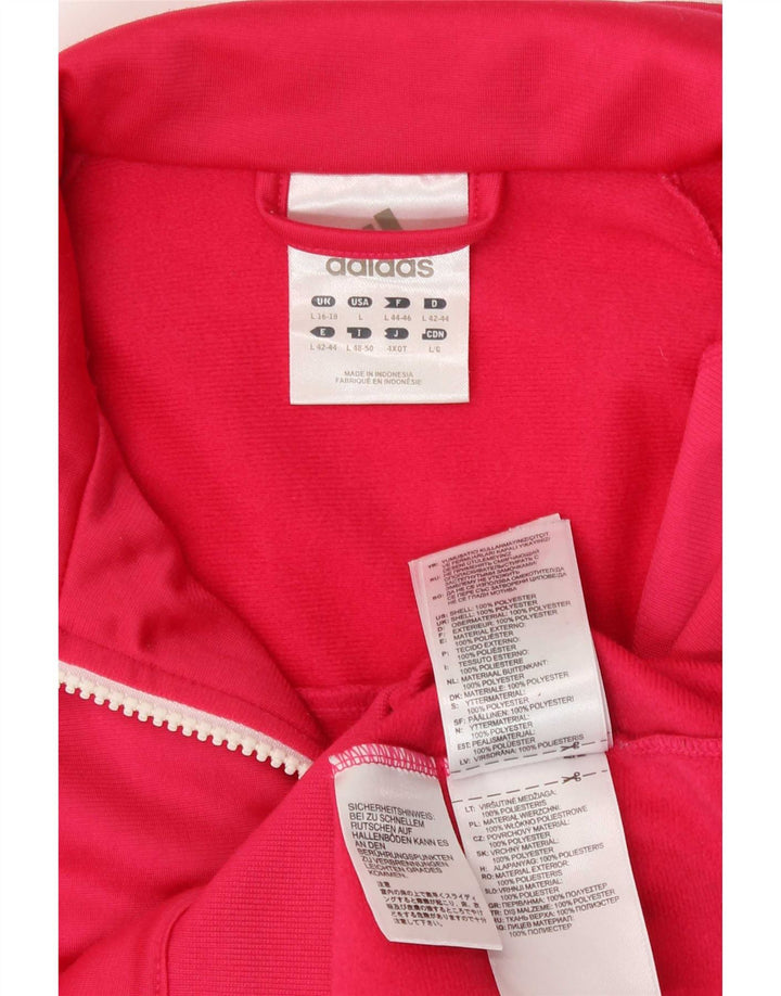 Adidas Womens Tracksuit Top Jacket UK 16/18 Large Pink Polyester