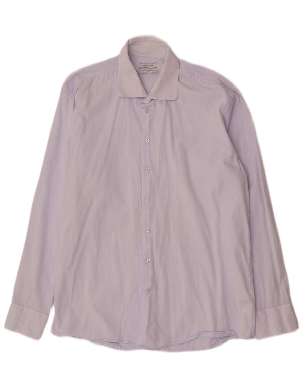 Calvin Klein Mens Slim Fit Shirt Size 43 Large Blue Gingham Cotton