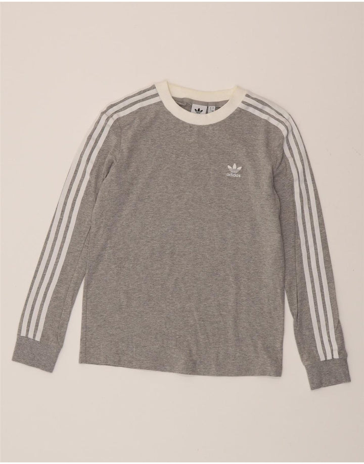 ADIDAS Womens Top Long Sleeve UK 8 Small Grey Flecked Cotton
