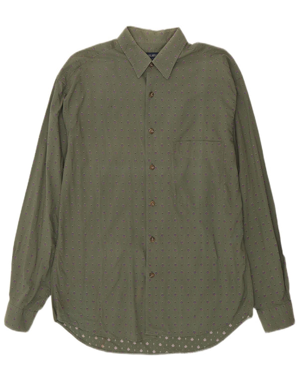 Manuel Ritz Pipo Mens Shirt Size 39 15 1/2 Medium Green Floral Cotton