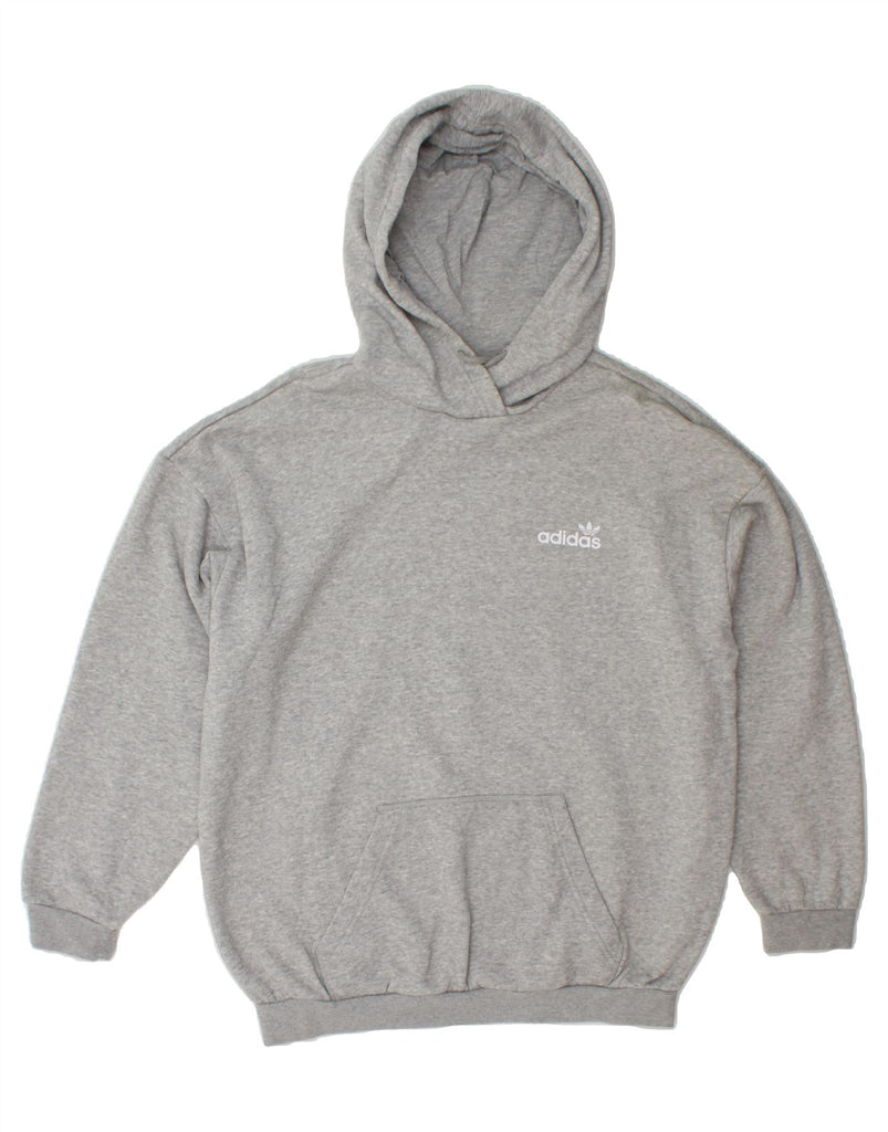 ADIDAS Womens Oversized Graphic Hoodie Jumper UK 14 Large Grey Cotton Vintage Adidas and Second-Hand Adidas from Messina Hembry 