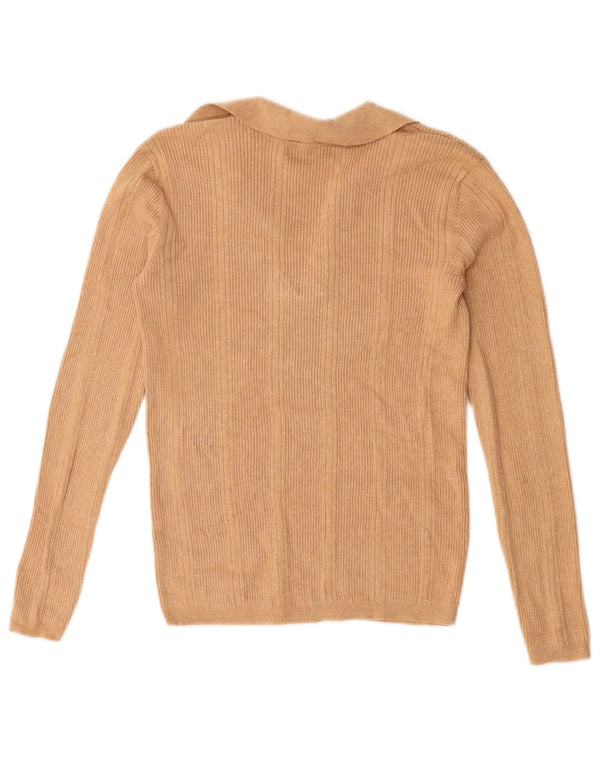 Marks & Spencer Womens Oversized Polo Neck Jumper Sweater UK 10 Small Beige