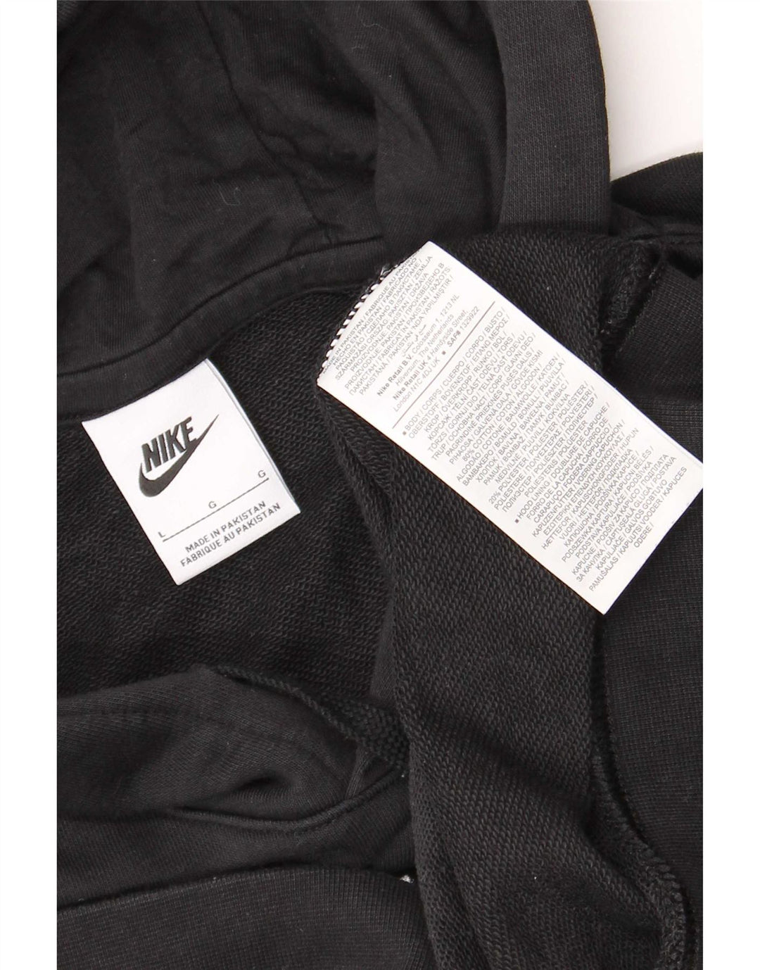 Nike Mens Hoodie Jumper Large Black Cotton