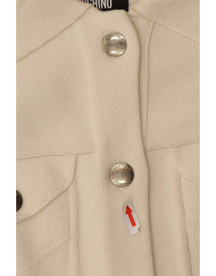 Moschino Womens Cardigan Sweater UK 8 Small Off White Wool