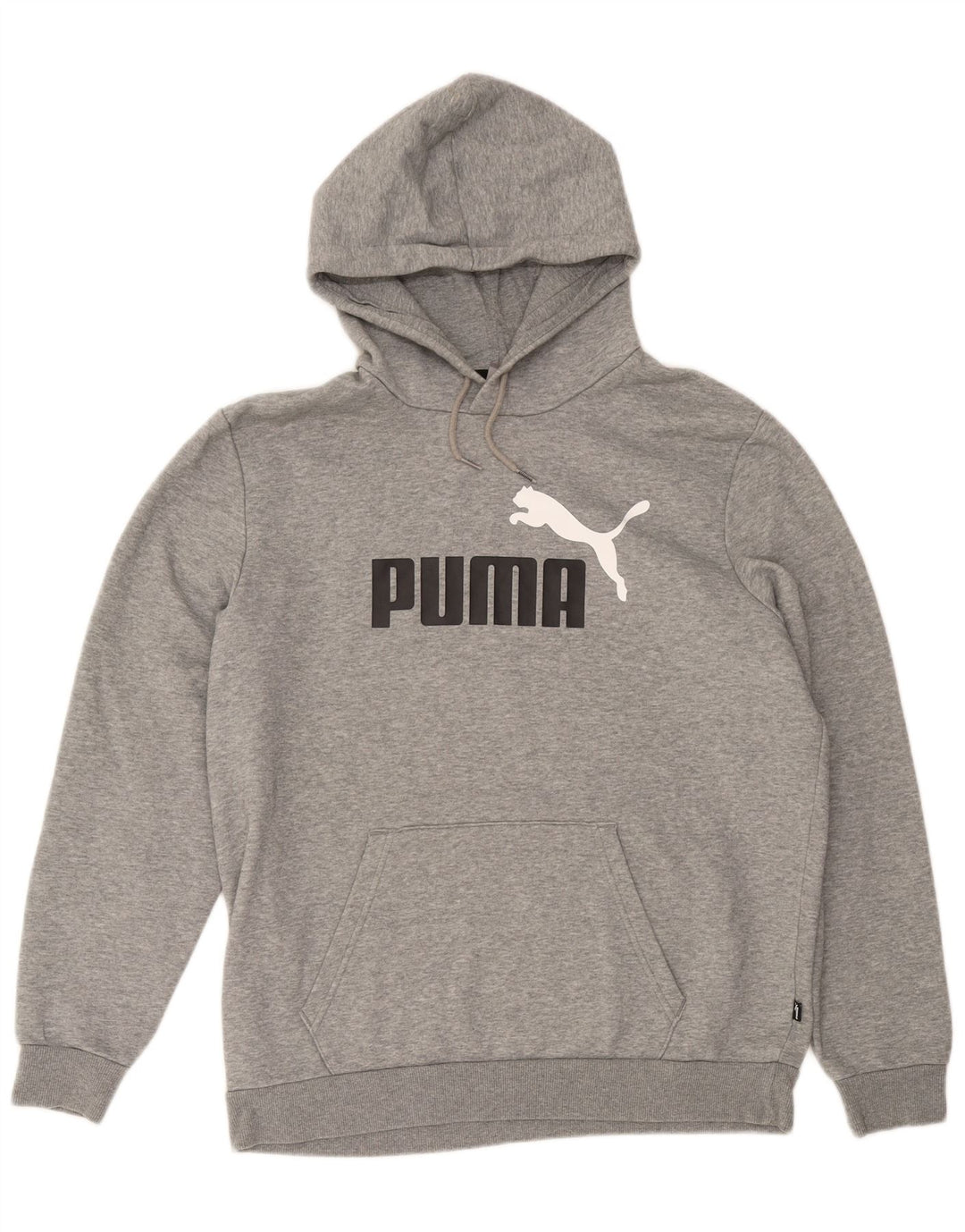 Puma Mens Graphic Hoodie Jumper Large Grey Flecked