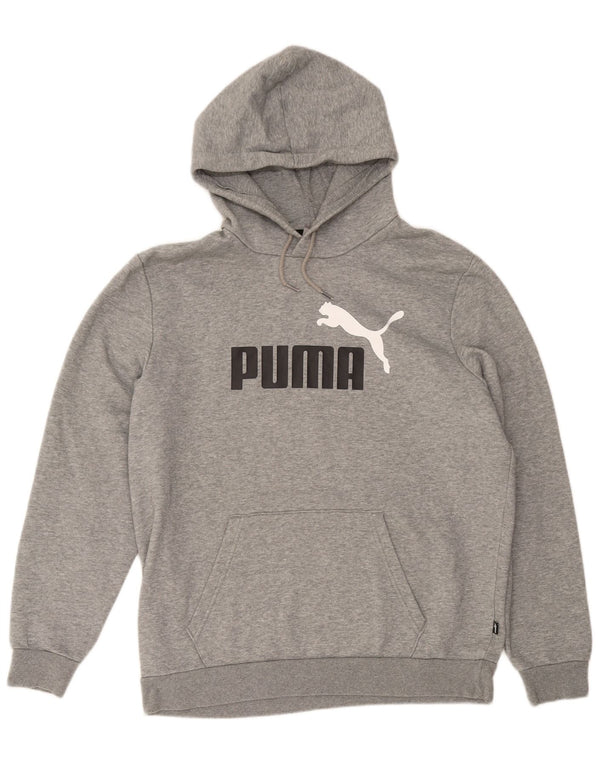 Puma Mens Graphic Hoodie Jumper Large Grey Flecked