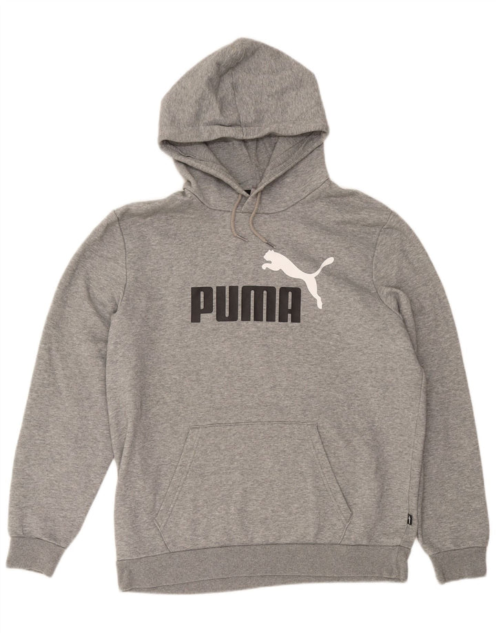 Puma Mens Graphic Hoodie Jumper Large Grey Flecked