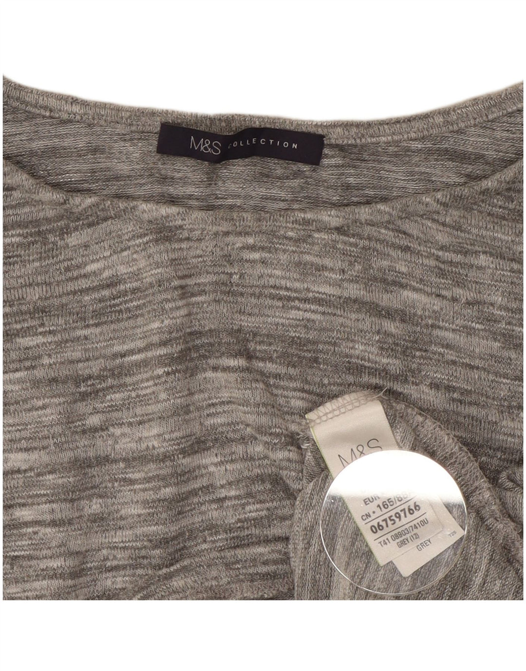 Marks & Spencer Womens Top 3/4 Sleeve UK 12 Medium Grey Flecked Viscose