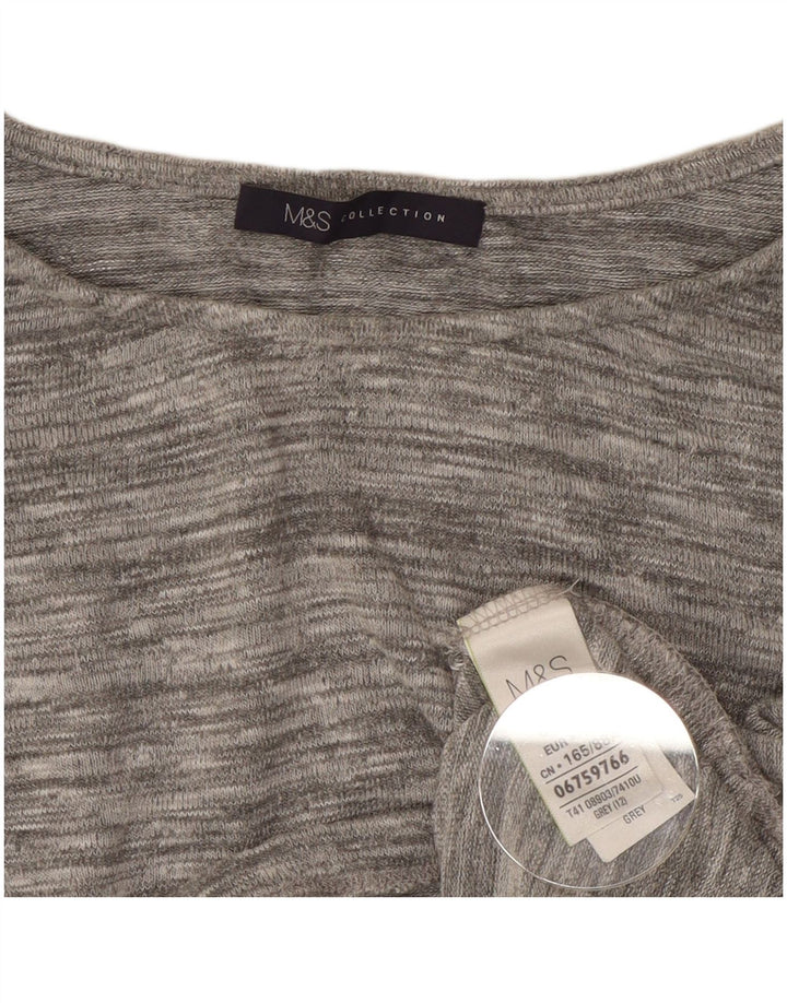 Marks & Spencer Womens Top 3/4 Sleeve UK 12 Medium Grey Flecked Viscose