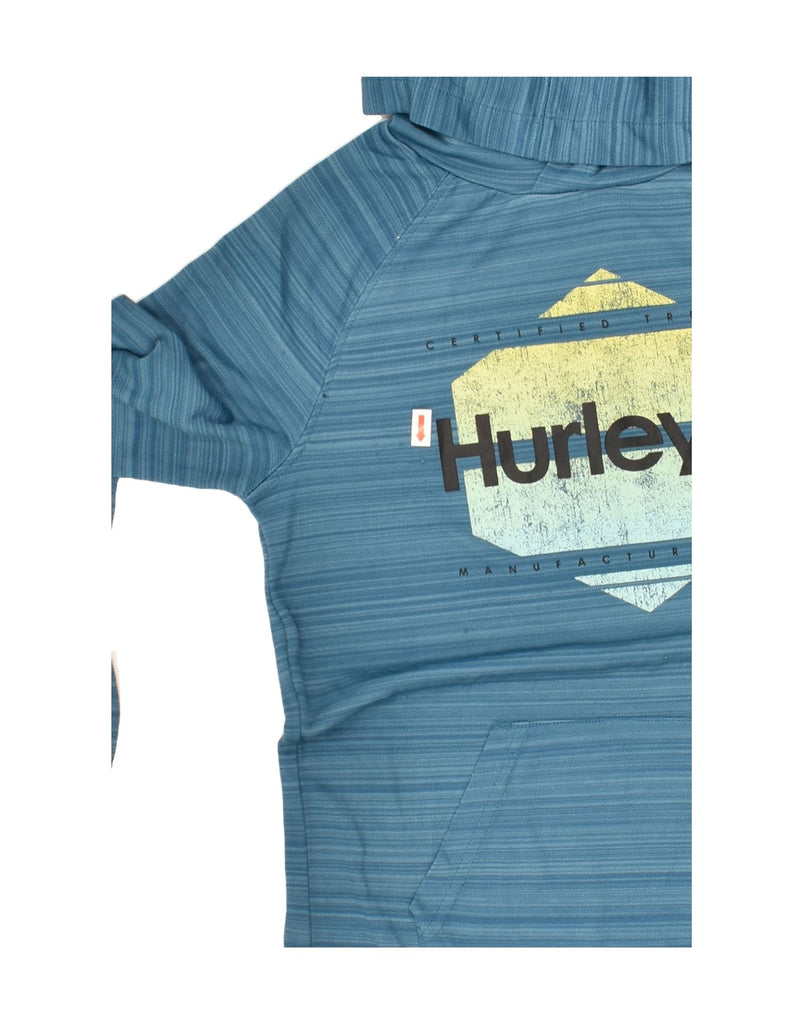 HURLEY Boys Graphic Hoodie Jumper 10-11 Years Medium Blue Striped | Vintage Hurley | Thrift | Second-Hand Hurley | Used Clothing | Messina Hembry 