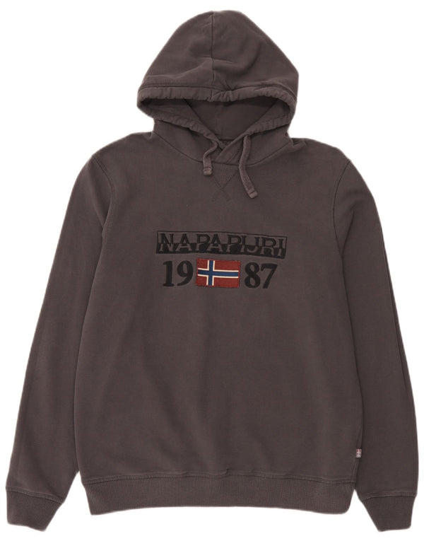 Napapijri Mens Graphic Hoodie Jumper Large Grey Cotton