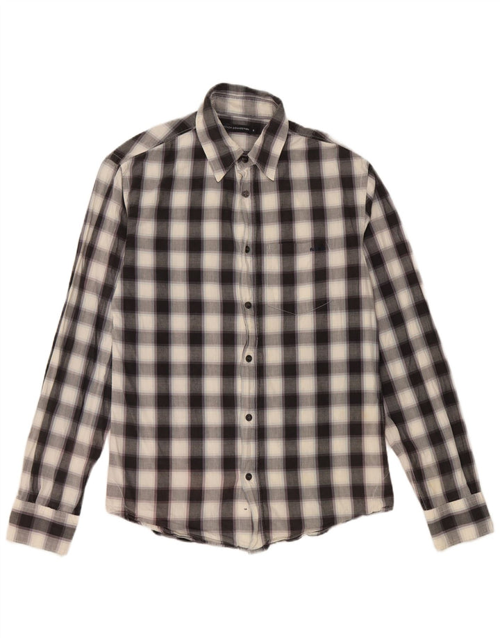 French Connection Mens Shirt Small Black Check Cotton