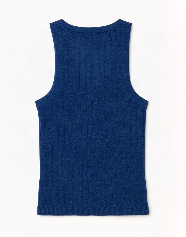 Zara Womens Vest Top UK 4 XS Blue Flecked Viscose