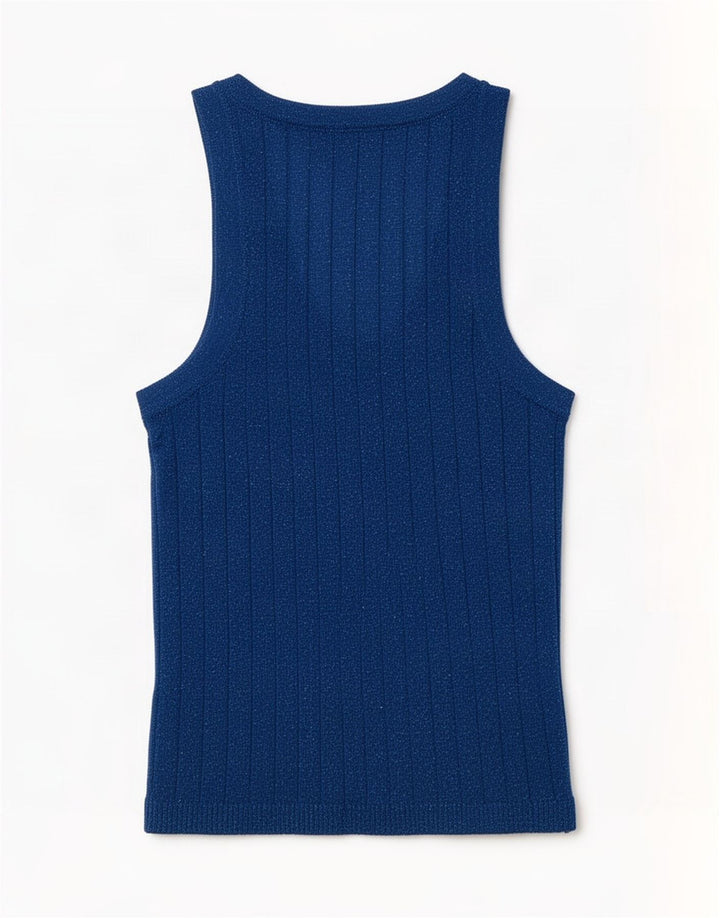 Zara Womens Vest Top UK 4 XS Blue Flecked Viscose