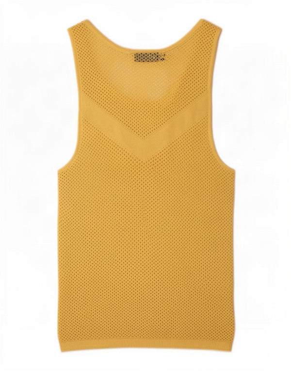 Zara Womens See Through Vest Top UK 14 Large Yellow Viscose