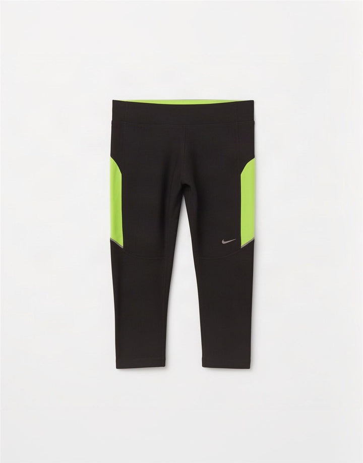 Nike Womens Dri Fit Capri Leggings UK 10 Small Grey Colourblock Polyester